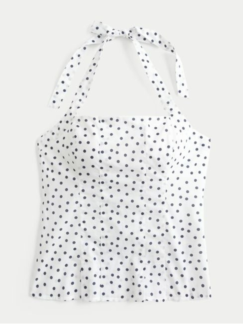 White Halter Polka Dot Tank Top - Black Dots